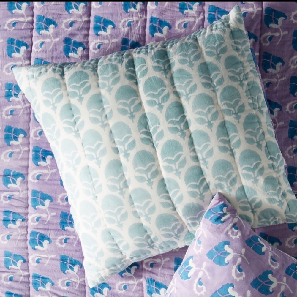 NEW Anthropologie Block-Printed Grecca Euro Sham